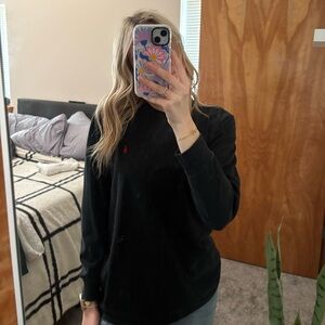 Ralph Lauren Black Crewneck Tee with Subtle Navy Label